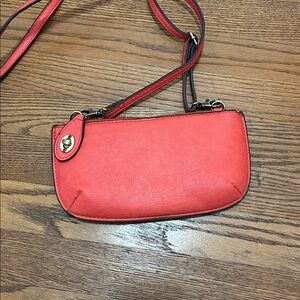 Joy Susan Purse Coral Vegan Leather Mini Crossbody/Clutch Travel Wristlet
